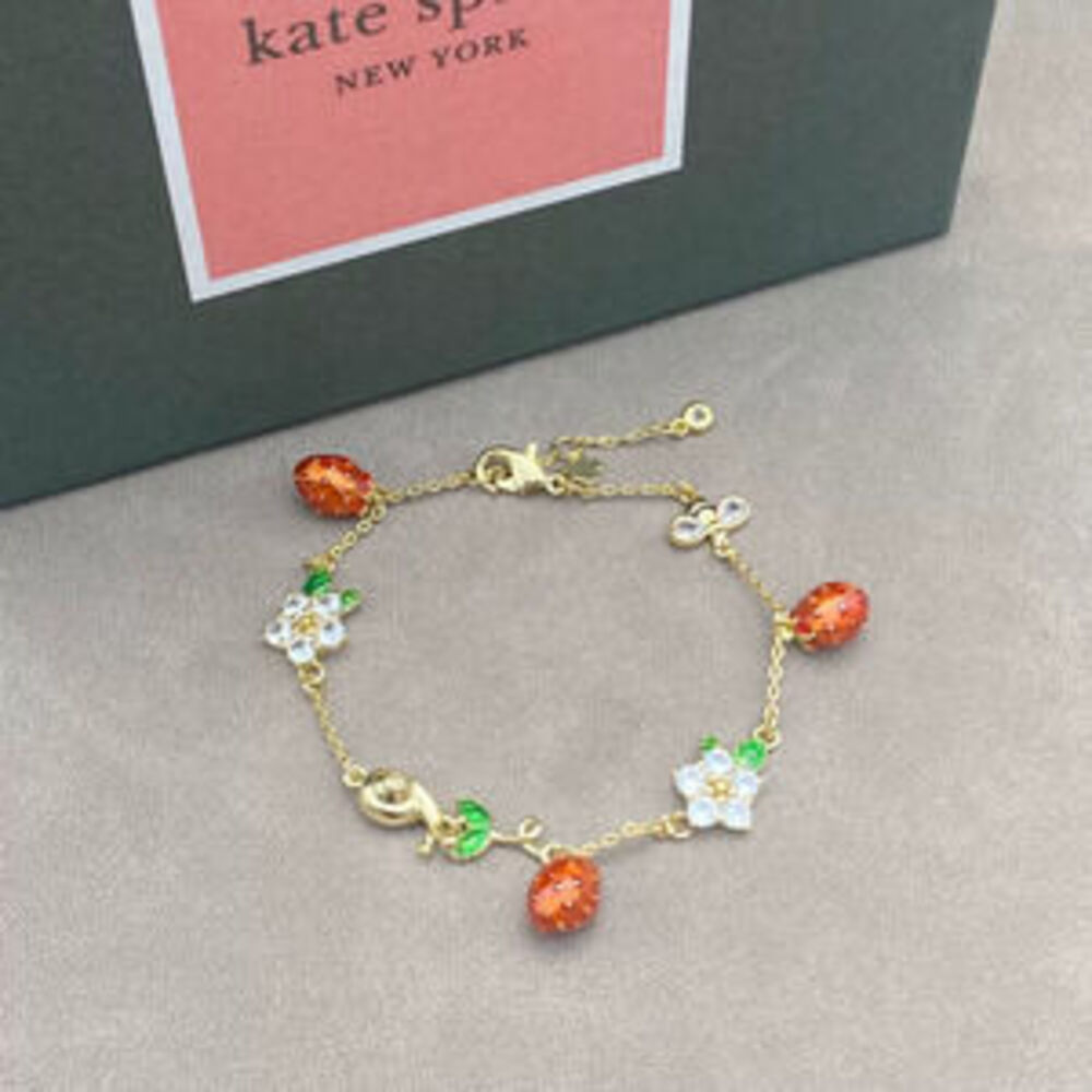 kate spade Enamel Pearl Flower Strawberry Metal Bracelet Necklace